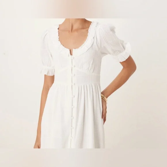 Nobody's Child Flossie ruffle detail midaxi dress in white - Picture 10 of 10